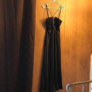 Black evening gown with rhinestone middle